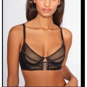 Ann Summers 34B Lustful Lure PU Bra - Black